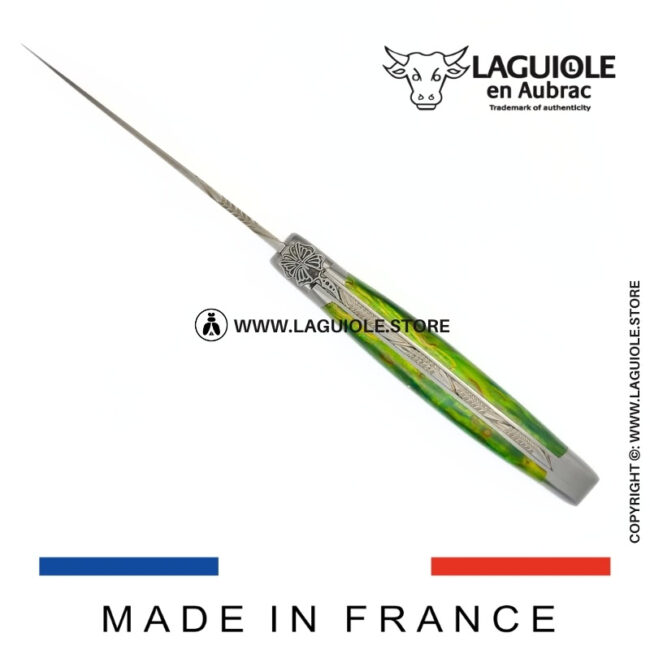 laguiole pocket knife “butterfly” – green birch wood handle