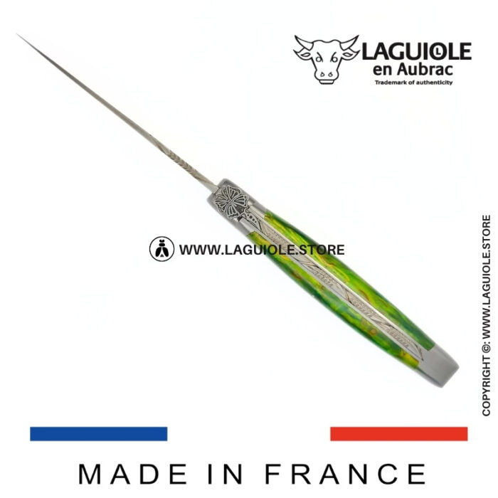 laguiole pocket knife “butterfly” – green birch wood handle