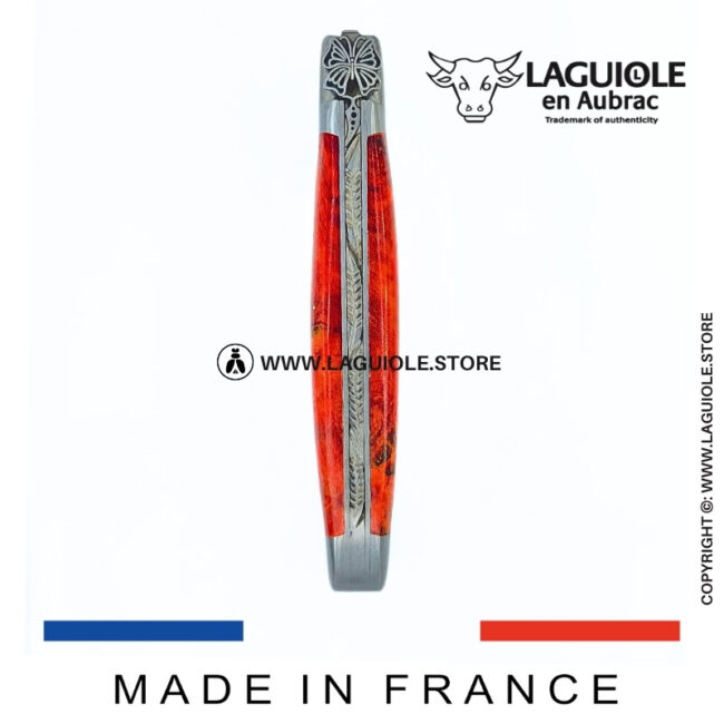 laguiole knife “butterfly” – red birch wood handle