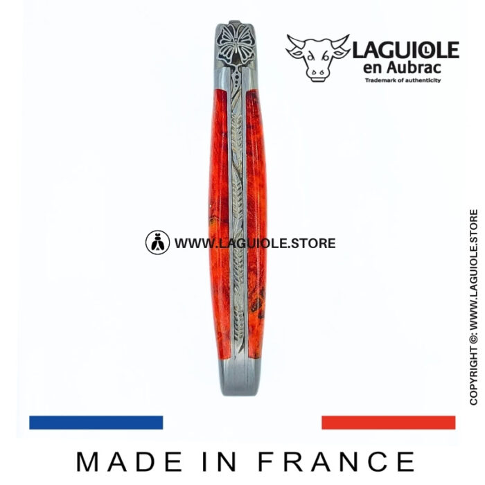 laguiole knife “butterfly” – red birch wood handle
