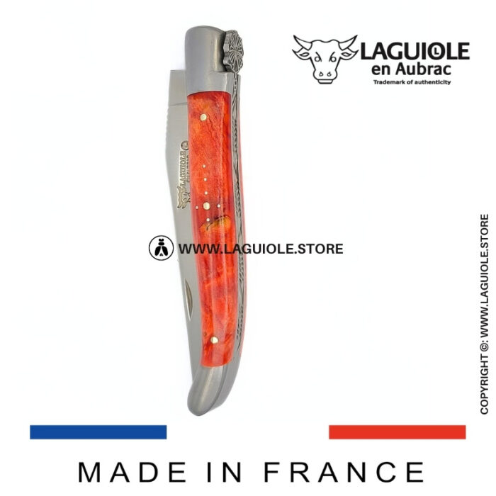 laguiole knife “butterfly” – red birch wood handle