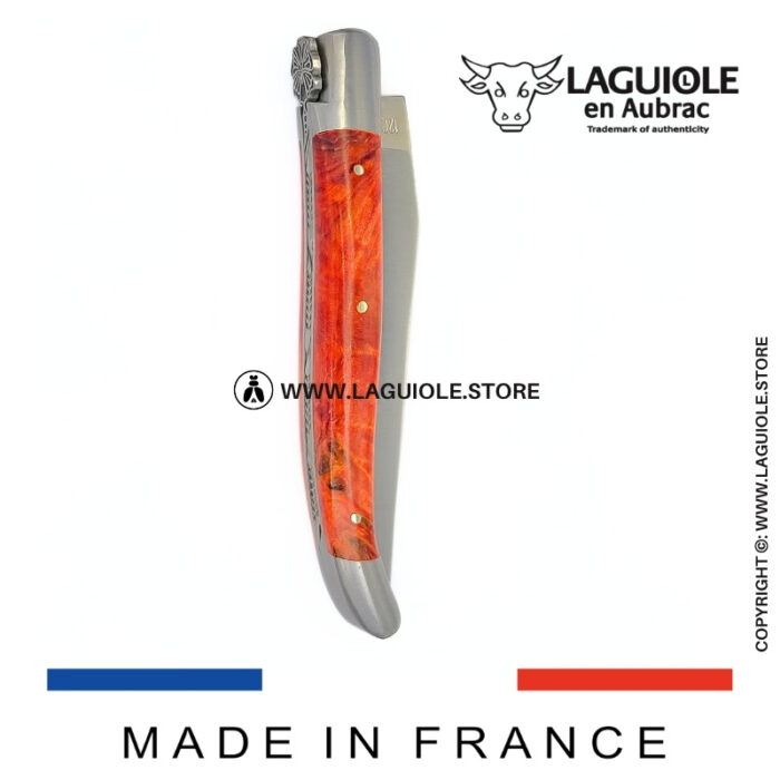 laguiole knife “butterfly” – red birch wood handle