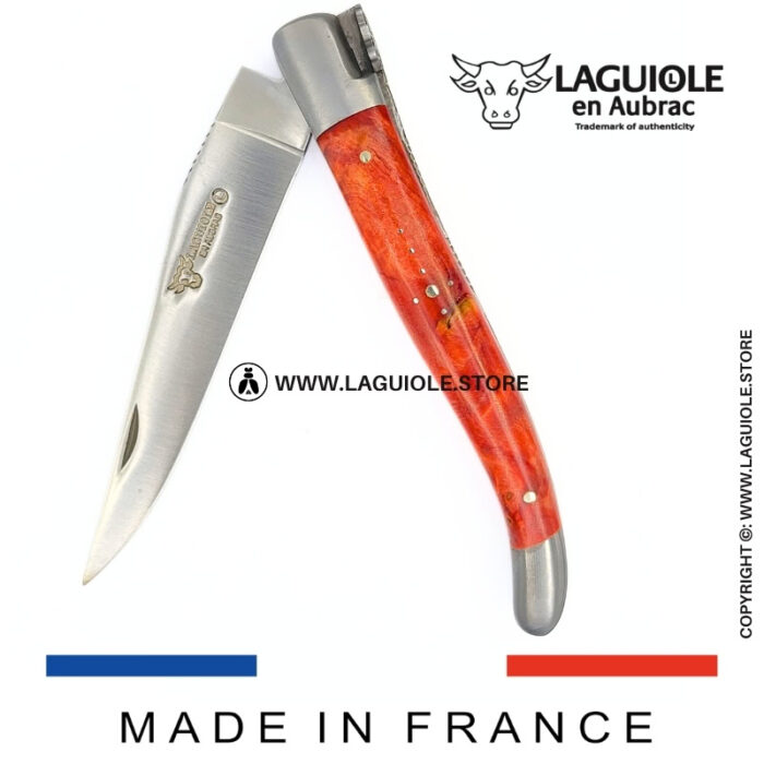 laguiole knife “butterfly” – red birch wood handle