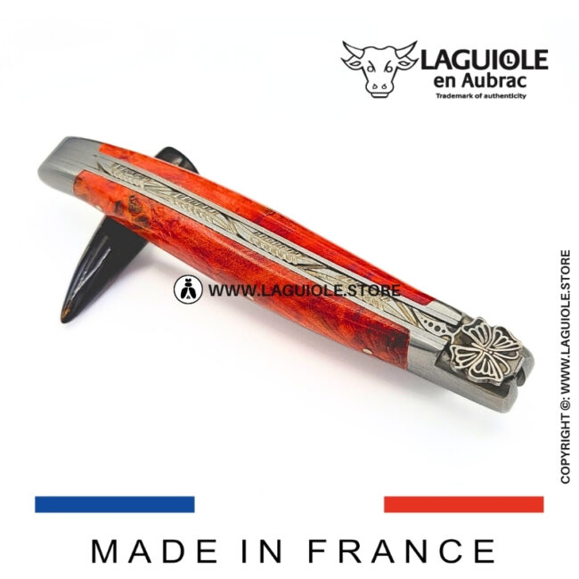 laguiole knife “butterfly” – red birch wood handle