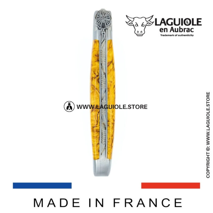 laguiole pocket knife “butterfly” – yellow birch wood handle