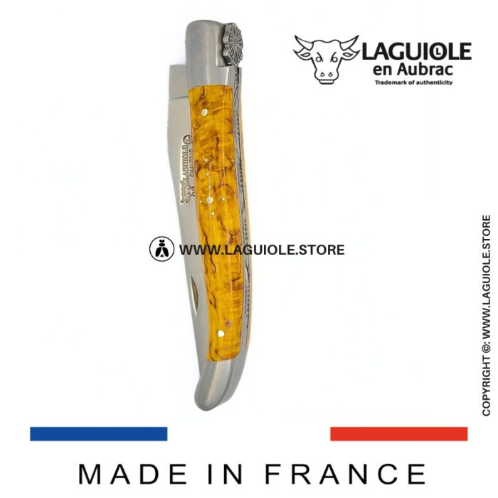 laguiole pocket knife “butterfly” – yellow birch wood handle