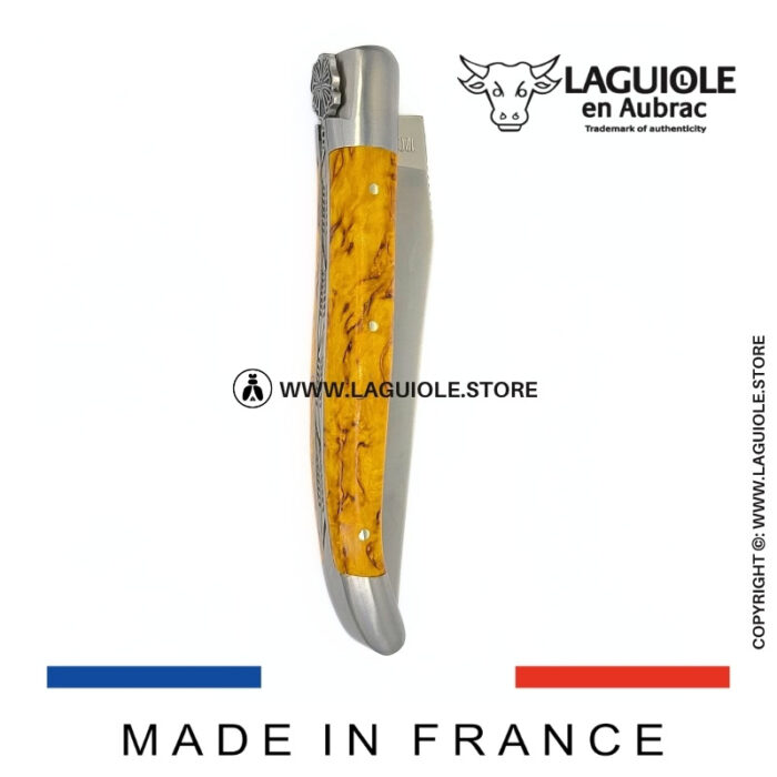 laguiole pocket knife “butterfly” – yellow birch wood handle