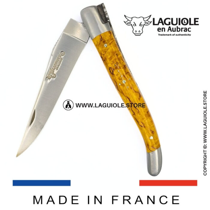 laguiole pocket knife “butterfly” – yellow birch wood handle