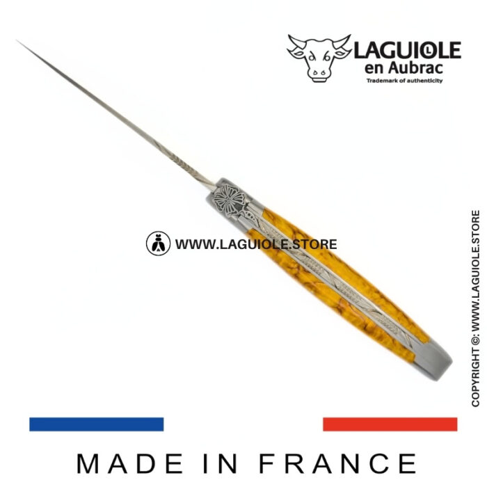 laguiole pocket knife “butterfly” – yellow birch wood handle