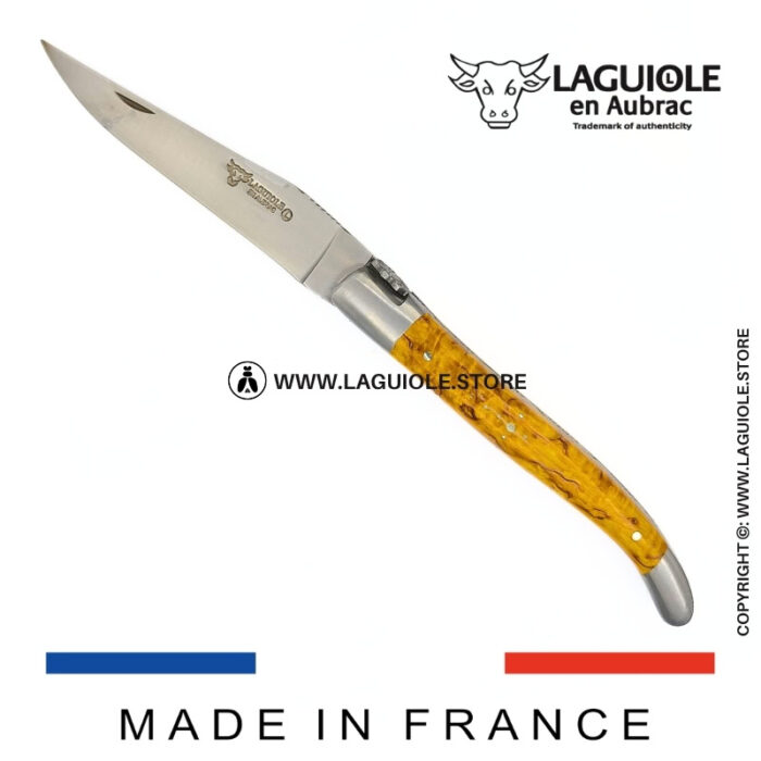 laguiole pocket knife “butterfly” – yellow birch wood handle