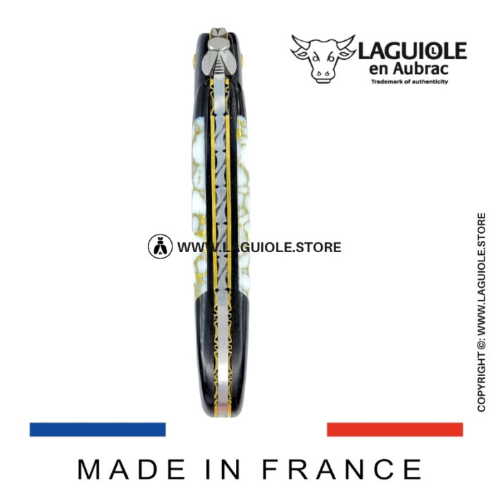 laguiole knife – nox pretiosa collection – ebony & howlite – brass liners