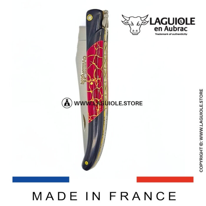 laguiole knife – nox pretiosa collection – ebony & jasper – brass liners