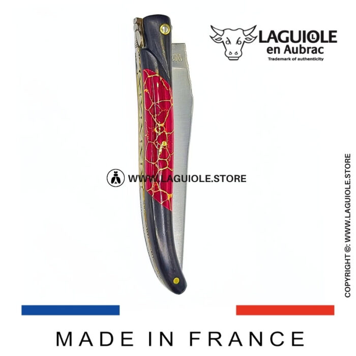 laguiole knife – nox pretiosa collection – ebony & jasper – brass liners