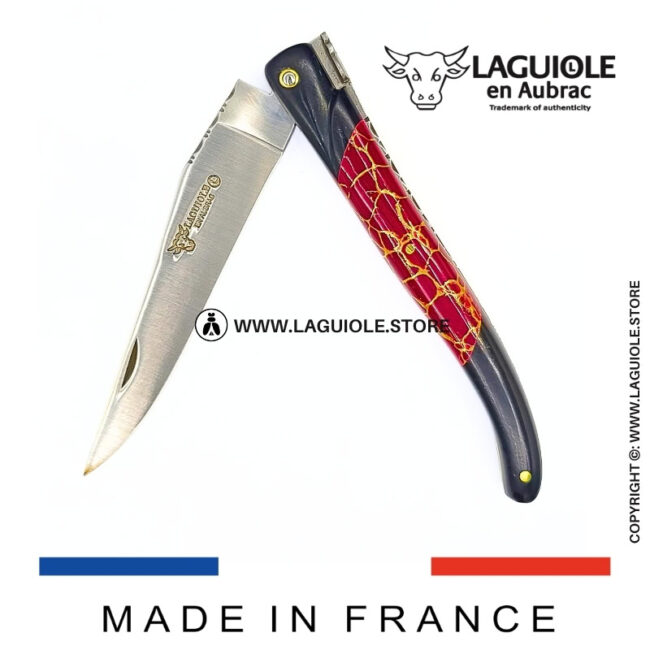 laguiole knife – nox pretiosa collection – ebony & jasper – brass liners