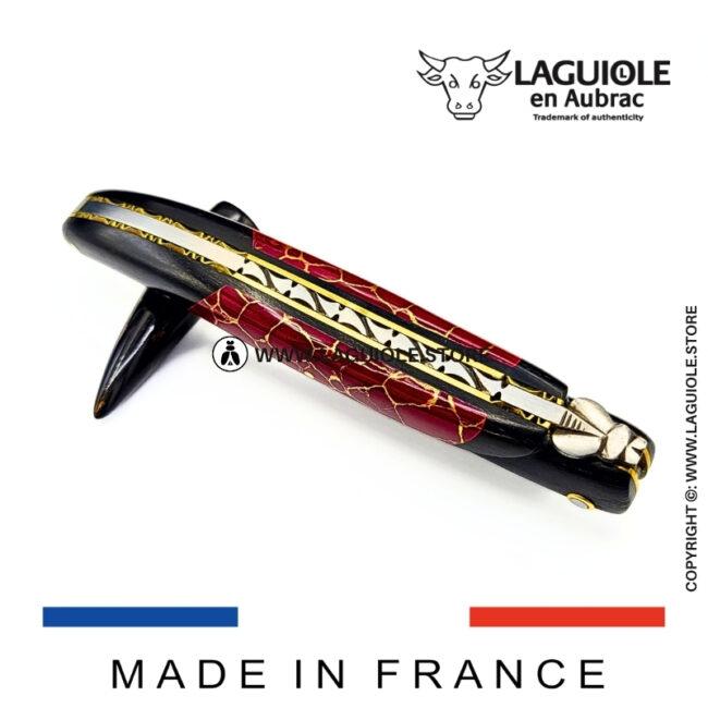 laguiole knife – nox pretiosa collection – ebony & jasper – brass liners