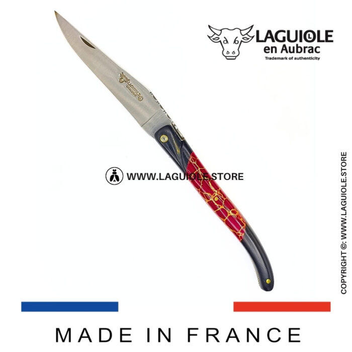laguiole knife – nox pretiosa collection – ebony & jasper – brass liners