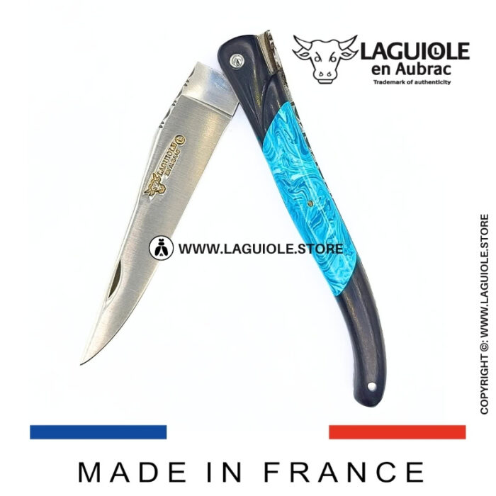 laguiole knife – nox pretiosa collection – ebony & larimar