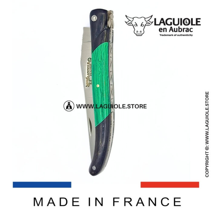 laguiole knife – nox pretiosa collection – ebony & malachite
