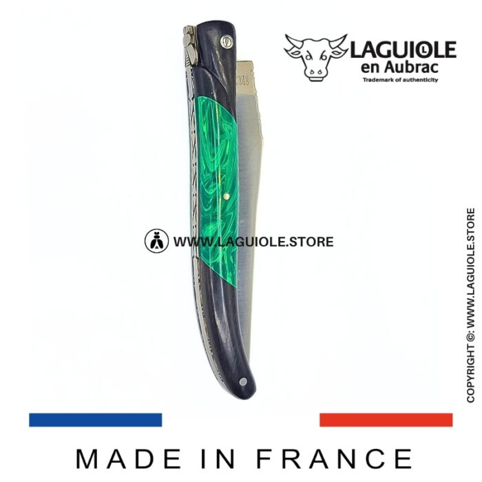 laguiole knife – nox pretiosa collection – ebony & malachite