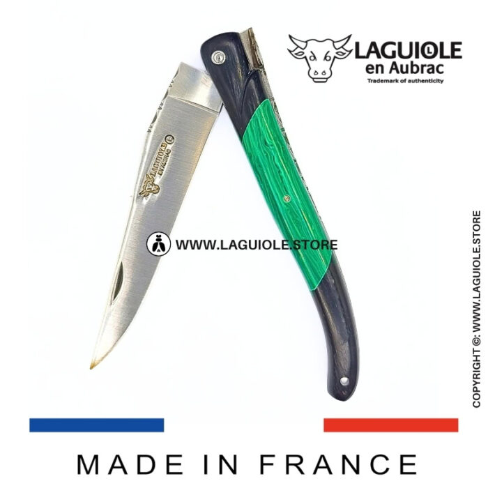 laguiole knife – nox pretiosa collection – ebony & malachite