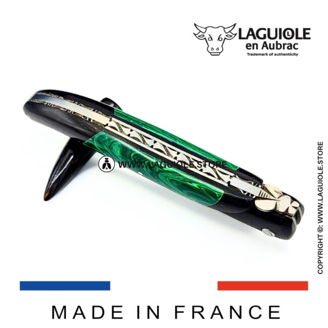 laguiole knife – nox pretiosa collection – ebony & malachite