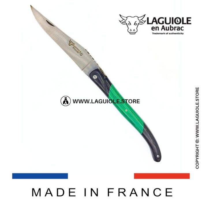laguiole knife – nox pretiosa collection – ebony & malachite