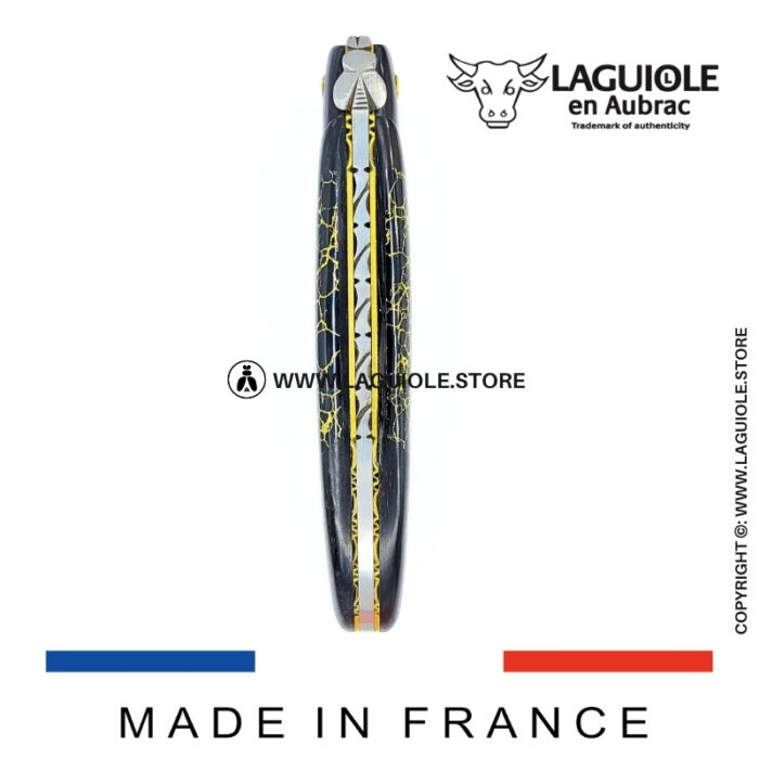 laguiole knife – nox pretiosa collection – ebony & onyx – brass liners