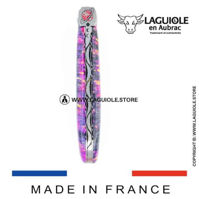 laguiole knife “saturn” – cosmos collection – elder burl (pink)