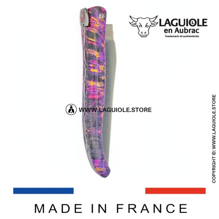 laguiole knife “saturn” – cosmos collection – elder burl (pink)