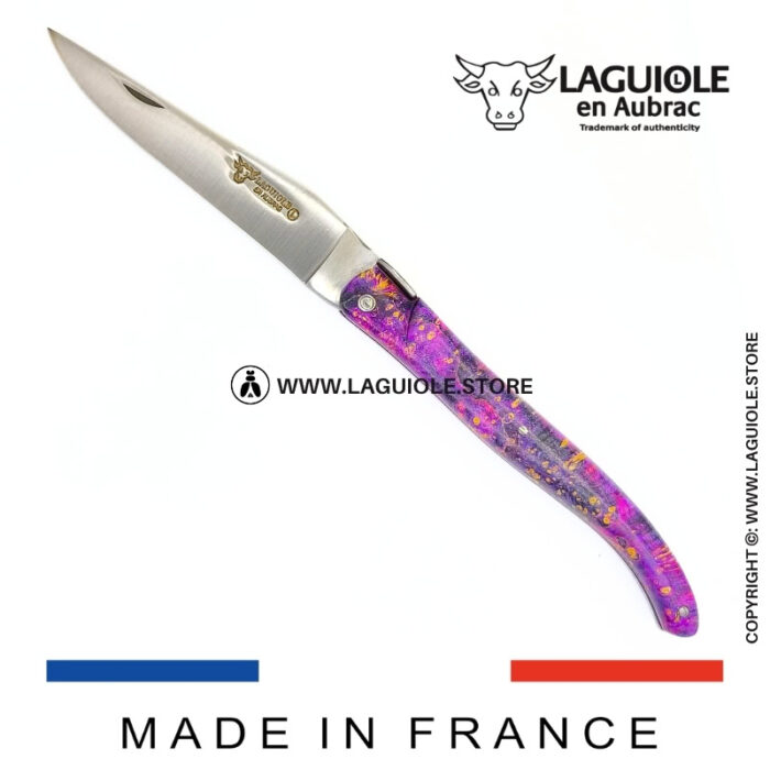 laguiole knife “saturn” – cosmos collection – elder burl (pink)