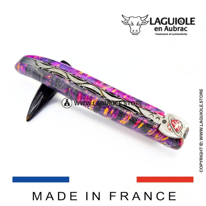 laguiole knife “saturn” – cosmos collection – elder burl (pink)