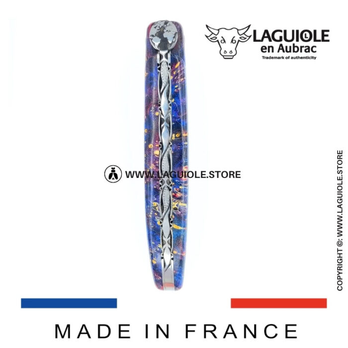 laguiole knife – “the earth” – cosmos collection – elder burl (blue)