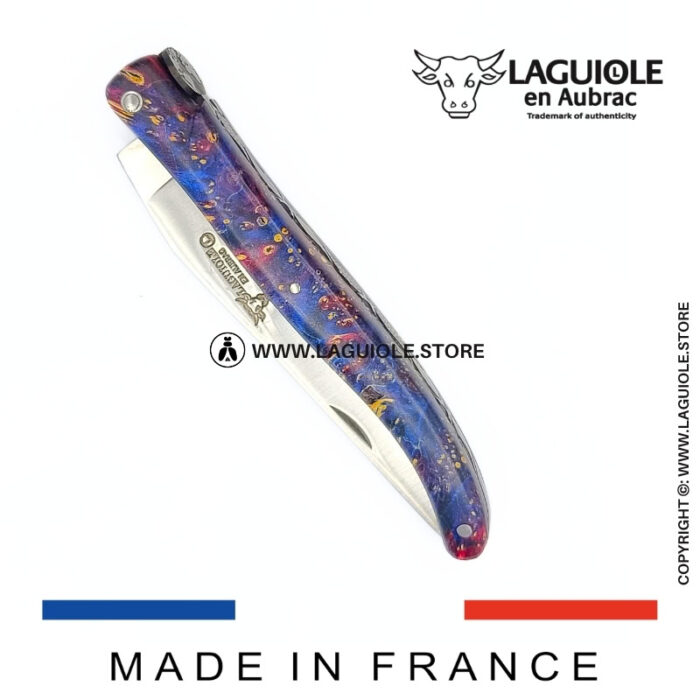 laguiole knife – “the earth” – cosmos collection – elder burl (blue)