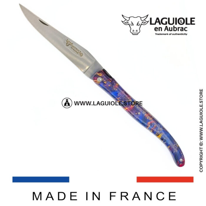 laguiole knife – “the earth” – cosmos collection – elder burl (blue)