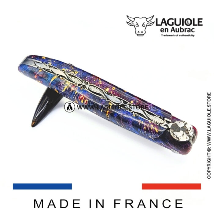 laguiole knife – “the earth” – cosmos collection – elder burl (blue)