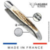 laguiole pocket knife – damascus balbach blade & double liners – deer horn