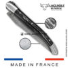 laguiole pocket knife – damascus balbach blade & double liners – buffalo horn
