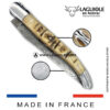 laguiole pocket knife – damascus balbach blade & double liners – ram horn
