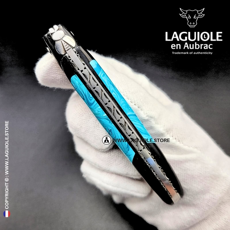laguiole knife – nox pretiosa collection – ebony & larimar