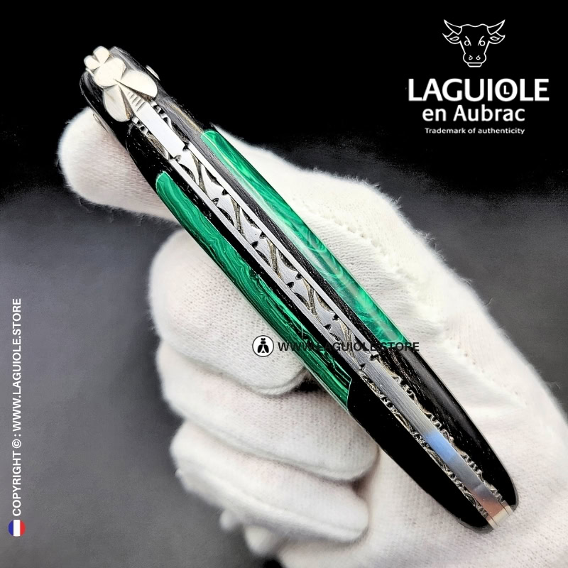 laguiole knife – nox pretiosa collection – ebony & malachite