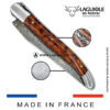 laguiole pocket knife in snakewood – hand engraved liners & balbach damascus blade