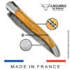 laguiole pocket knife in olivewood – hand engraved liners & balbach damascus blade