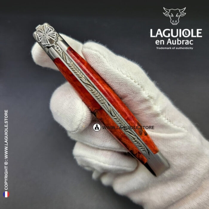 laguiole knife “butterfly” – red birch wood handle