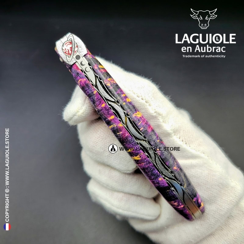 laguiole knife “saturn” – cosmos collection – elder burl (pink)