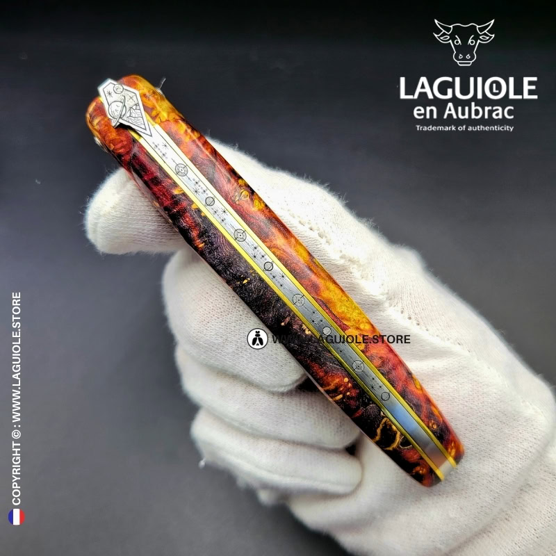 laguiole knife “the space” – cosmos collection – elder burl (fire)