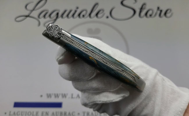 laguiole knife “butterfly” – blue birch wood handle