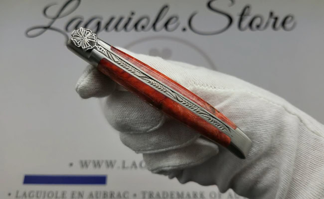 laguiole knife “butterfly” – red birch wood handle