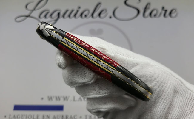 laguiole knife – nox pretiosa collection – ebony & jasper – brass liners