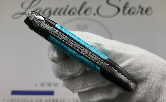 laguiole knife – nox pretiosa collection – ebony & larimar