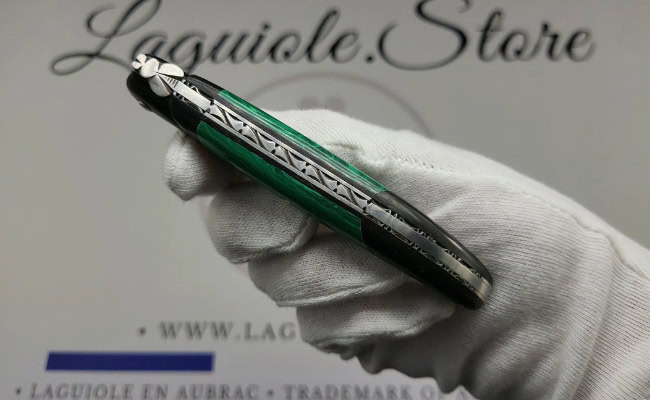 laguiole knife – nox pretiosa collection – ebony & malachite